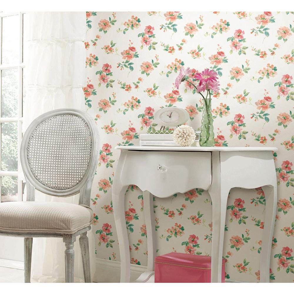 Chesapeake Captiva Peach Watercolor Floral Wallpaper - Chair , HD Wallpaper & Backgrounds