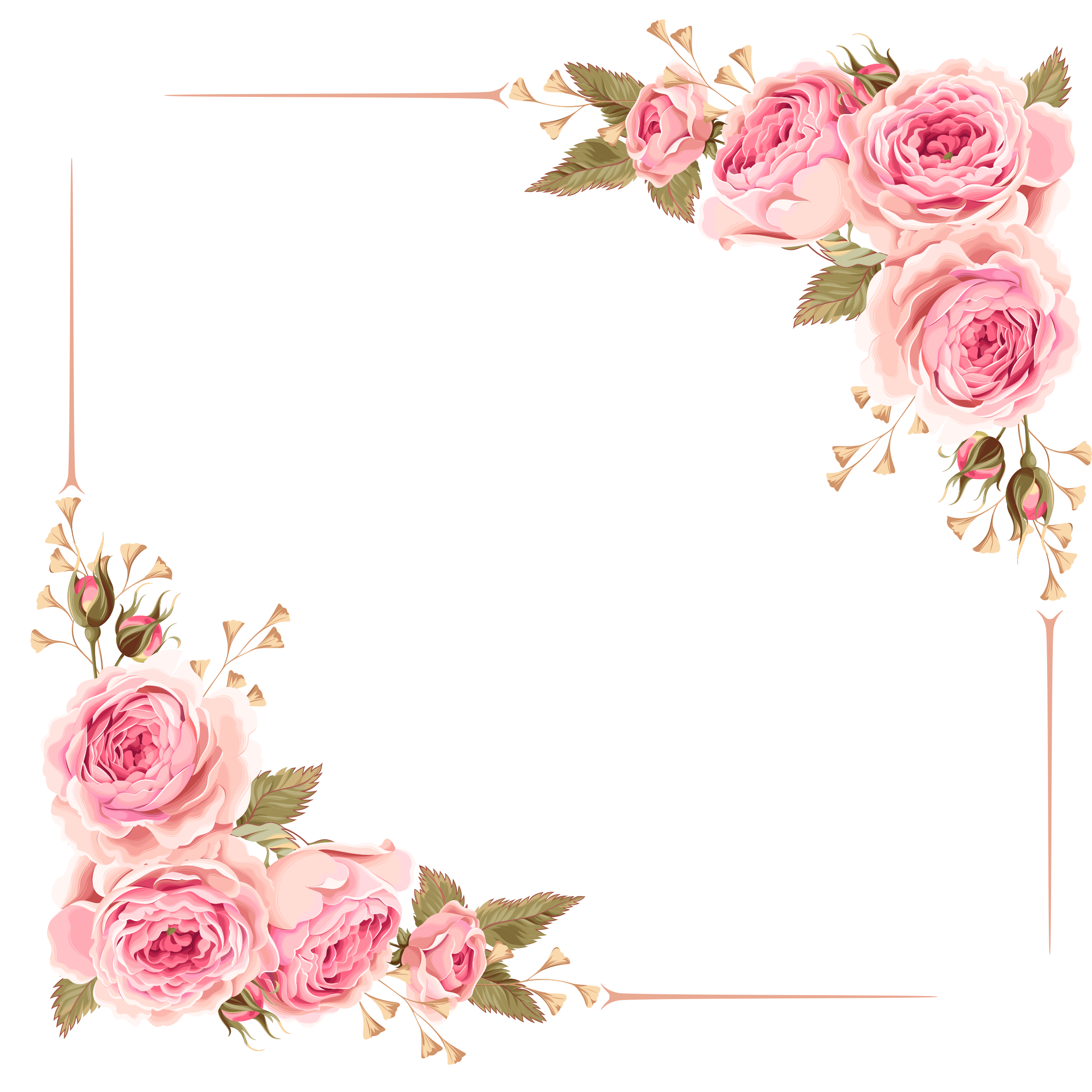 Peach Flower Clipart Transparent - Border Pink Flowers Png , HD Wallpaper & Backgrounds