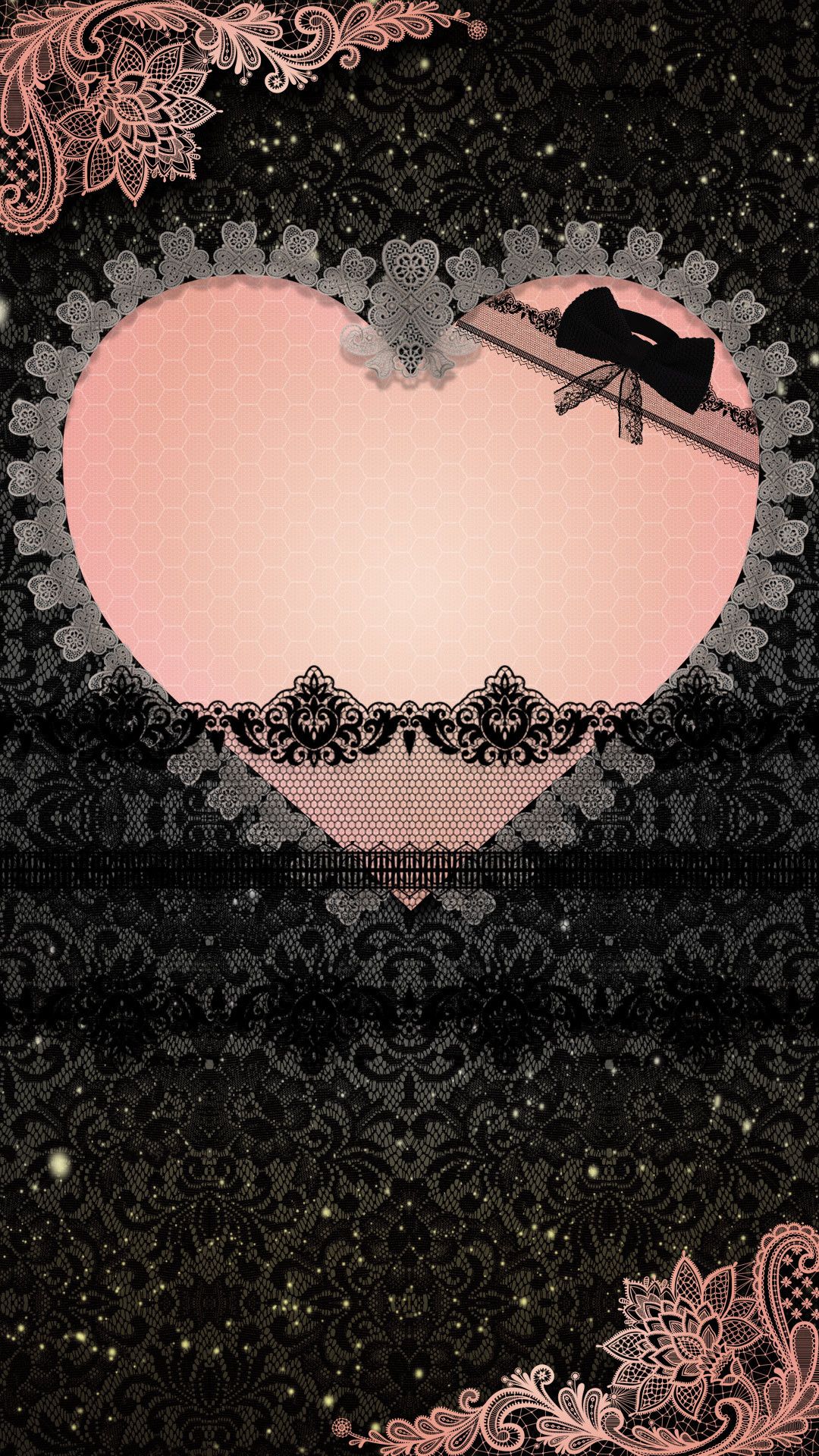 Lace Wallpaper By Artist Unknown Black And Pink Lace Hearts Lace Wallpaper By Artist Unknown Black And Pink Lace Hearts
