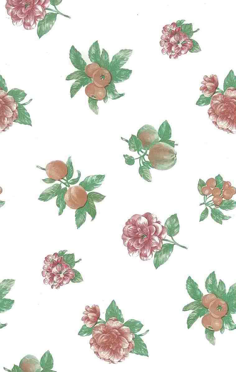 Fruit Flowers Vintage Wallpaper Peach Kitchen Uk Shand - Motif , HD Wallpaper & Backgrounds