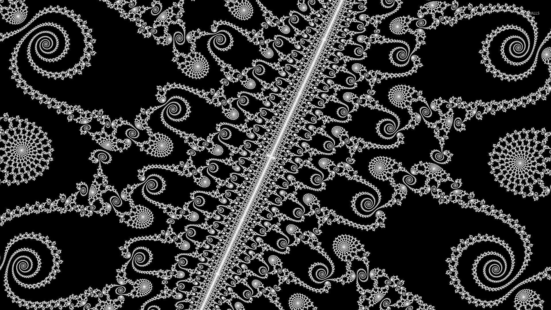 Black And White Fractal Spirals Wallpaper - Fractal Black And White , HD Wallpaper & Backgrounds