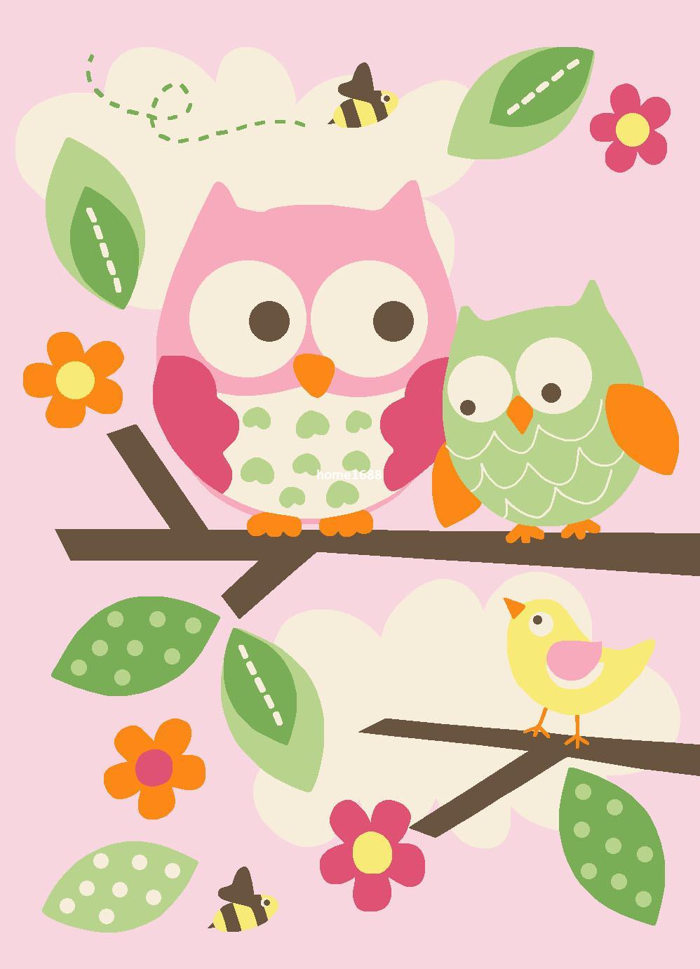 Cartoon Owl Wallpapers Group > - Kids Pink Rugs Owls , HD Wallpaper & Backgrounds