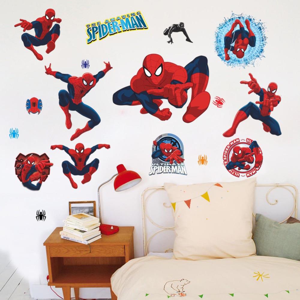 Sticker Kids Room Movie Character 3d Cartoon Spiderman - Kids Wallpaper Spiderman , HD Wallpaper & Backgrounds