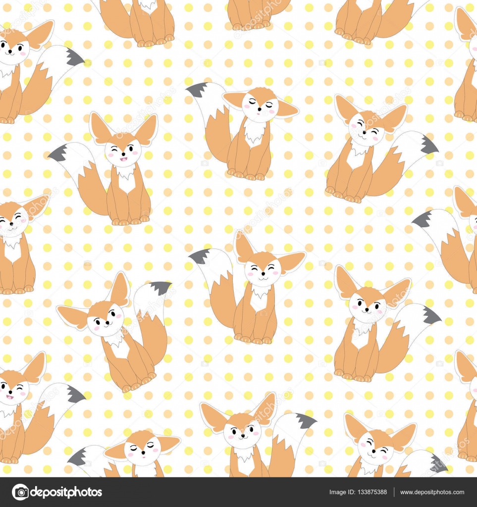 Seamless Background Of Autumn Illustration With Cute - Fox Polka Dot Background , HD Wallpaper & Backgrounds