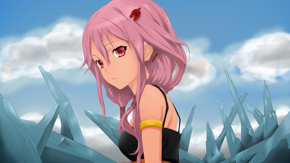 Guilty Crown Inori Yuzuriha Wallpaper - Pink Hair Red Eyes Anime Girl , HD Wallpaper & Backgrounds