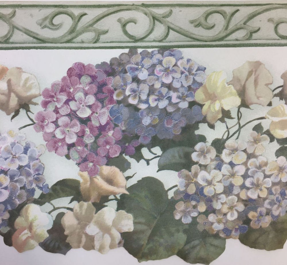 Laser Cut Hydrangea With Crown Wallpaper Border Waverly - Artificial Flower , HD Wallpaper & Backgrounds