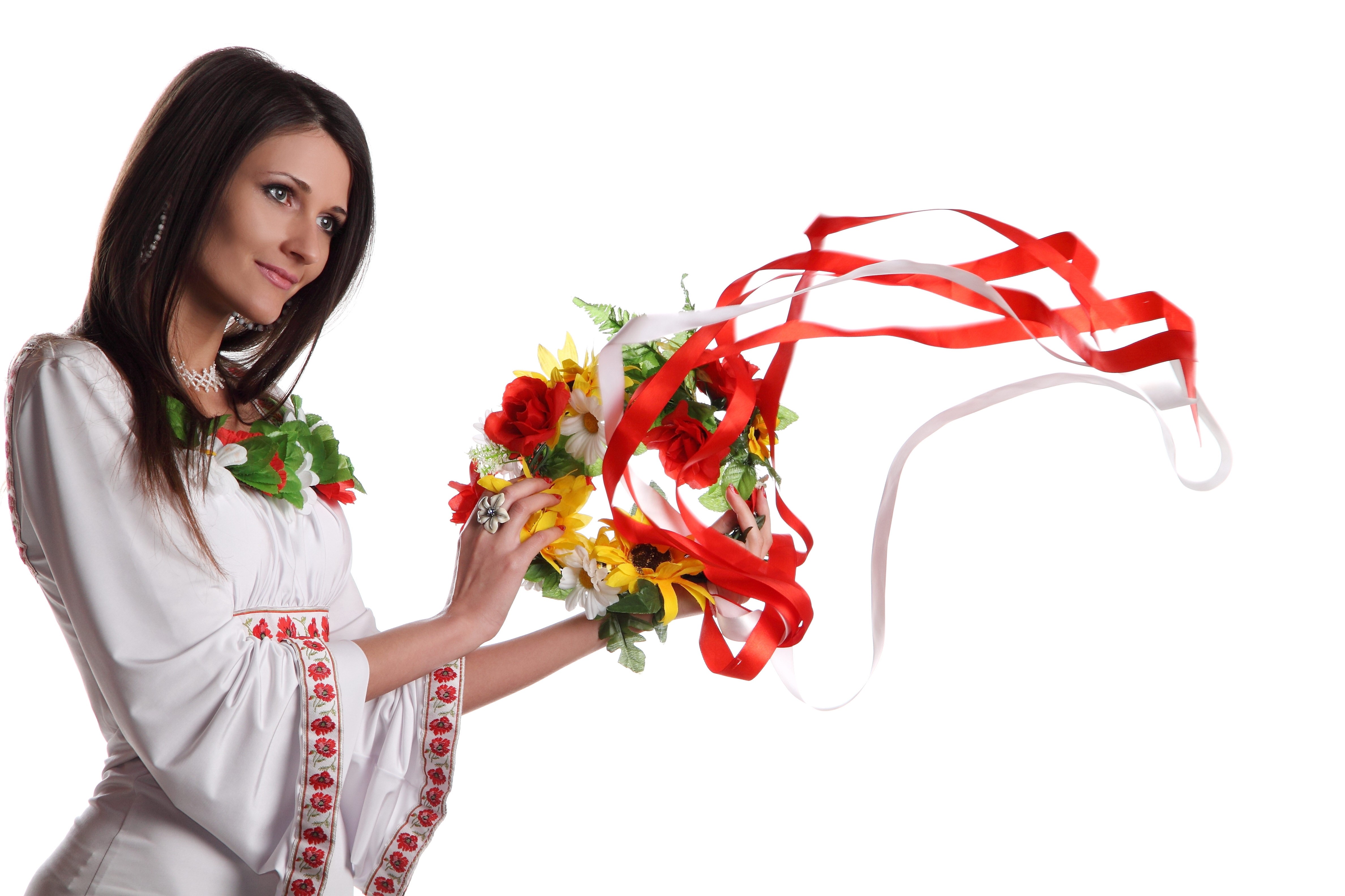 Ukraine, Woman, Hands, Crown, Flowers, Ribbons, White, - Міжнародний День Рідної Мови 2019 , HD Wallpaper & Backgrounds