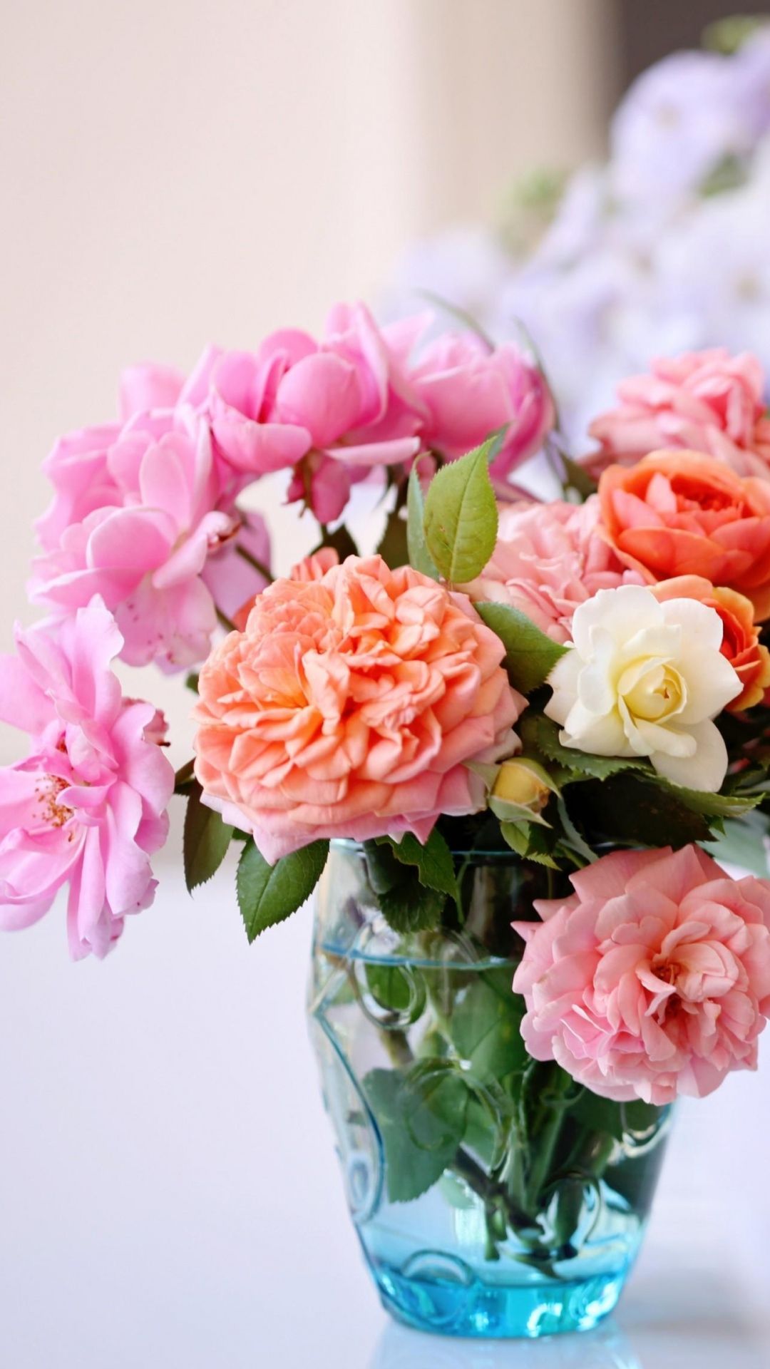 Download Wallpaper Roses, Flowers, Garden, Flower, - Flowers In Vase Phone Background , HD Wallpaper & Backgrounds