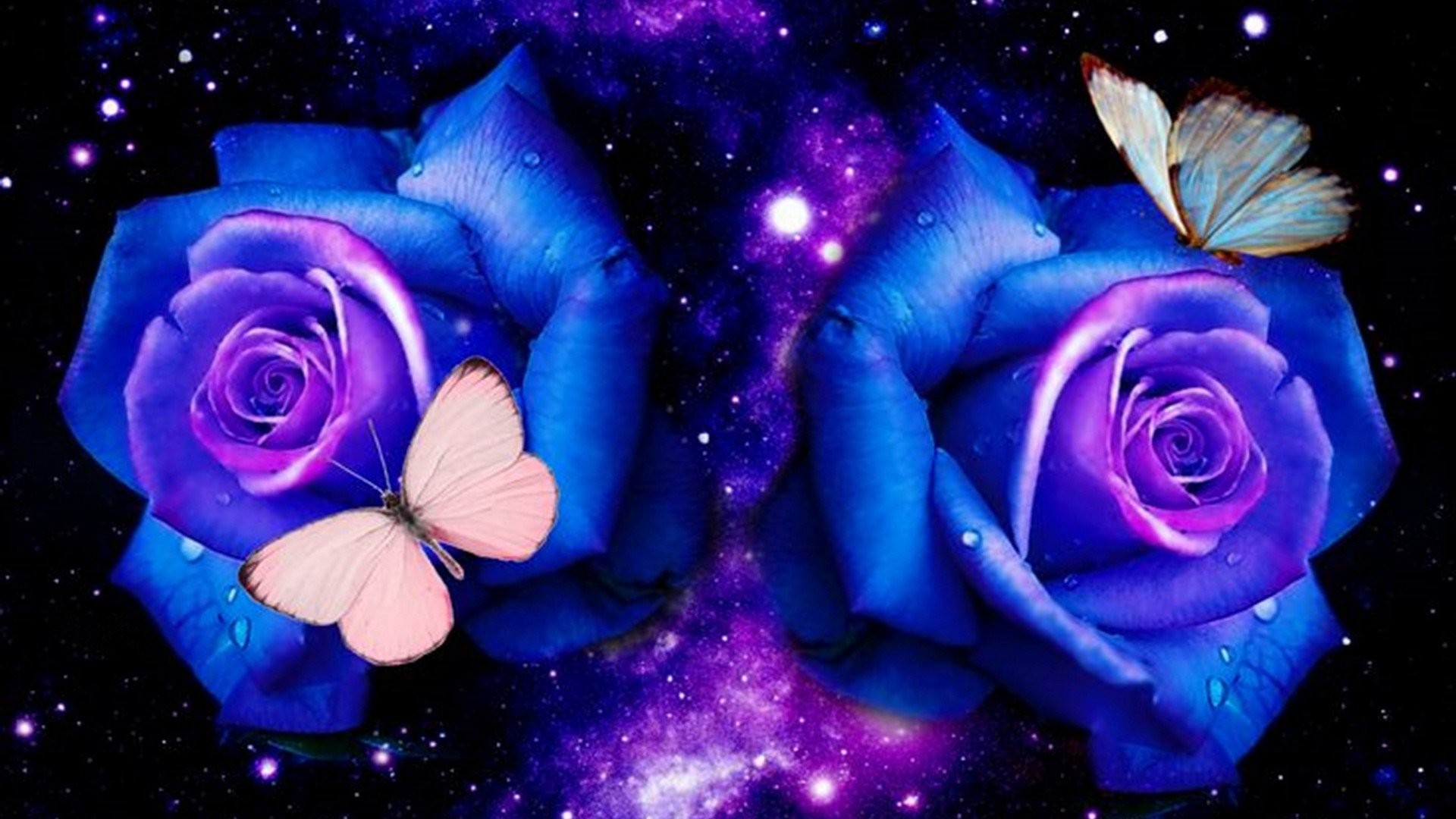 Butterfly Blue Roses Deborah Butterflies Wallpapers - Rosas En Cuadros 3d , HD Wallpaper & Backgrounds