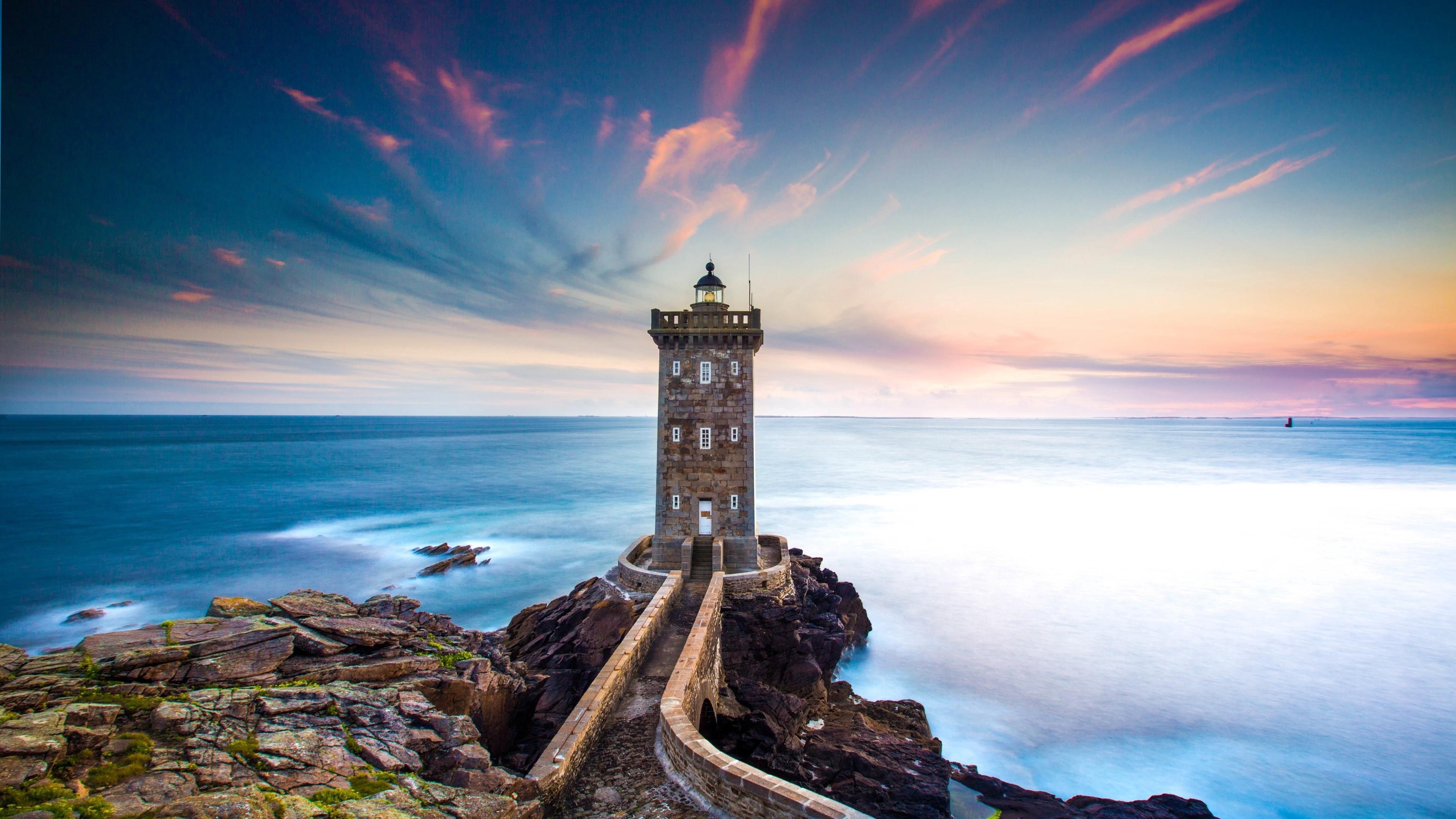 Lighthouse, Coast, Sky, Rocky, Sea, France, Lighthouse - Bretagne Background , HD Wallpaper & Backgrounds