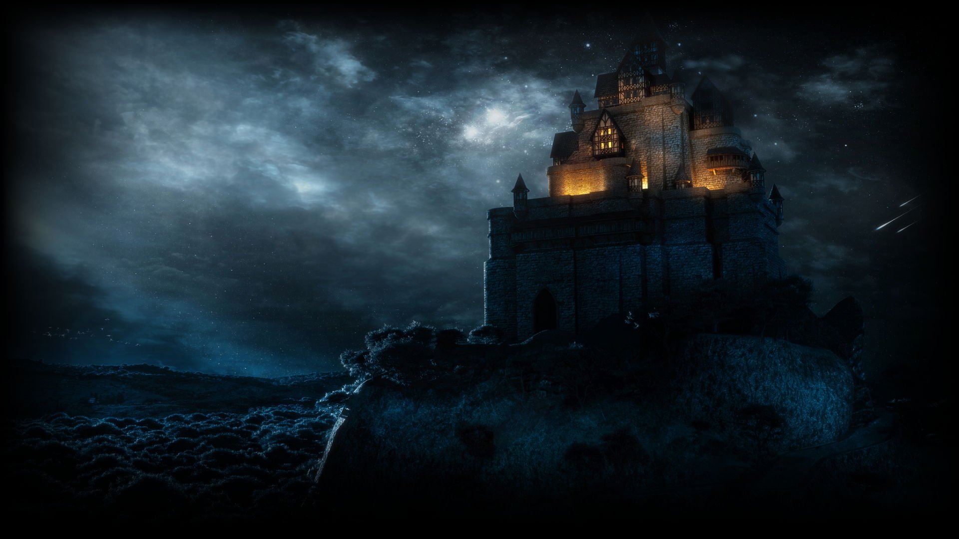Wallpapers Id - - Fantasy Castle At Night , HD Wallpaper & Backgrounds