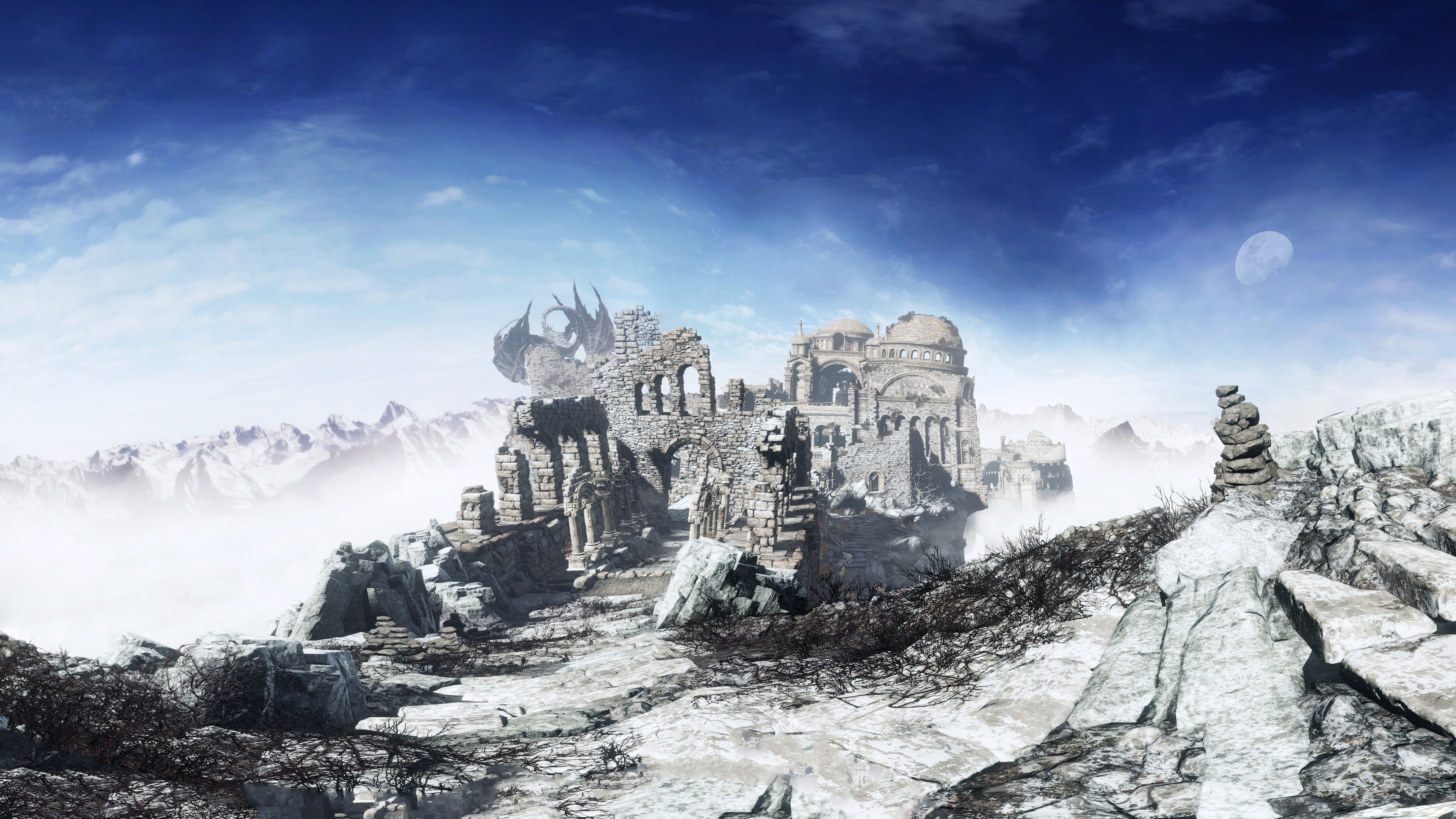 Dark Souls Dark Souls Iii Video Games Sky Moon Wallpaper - Dark Souls 3 Wallpaper Landscape , HD Wallpaper & Backgrounds