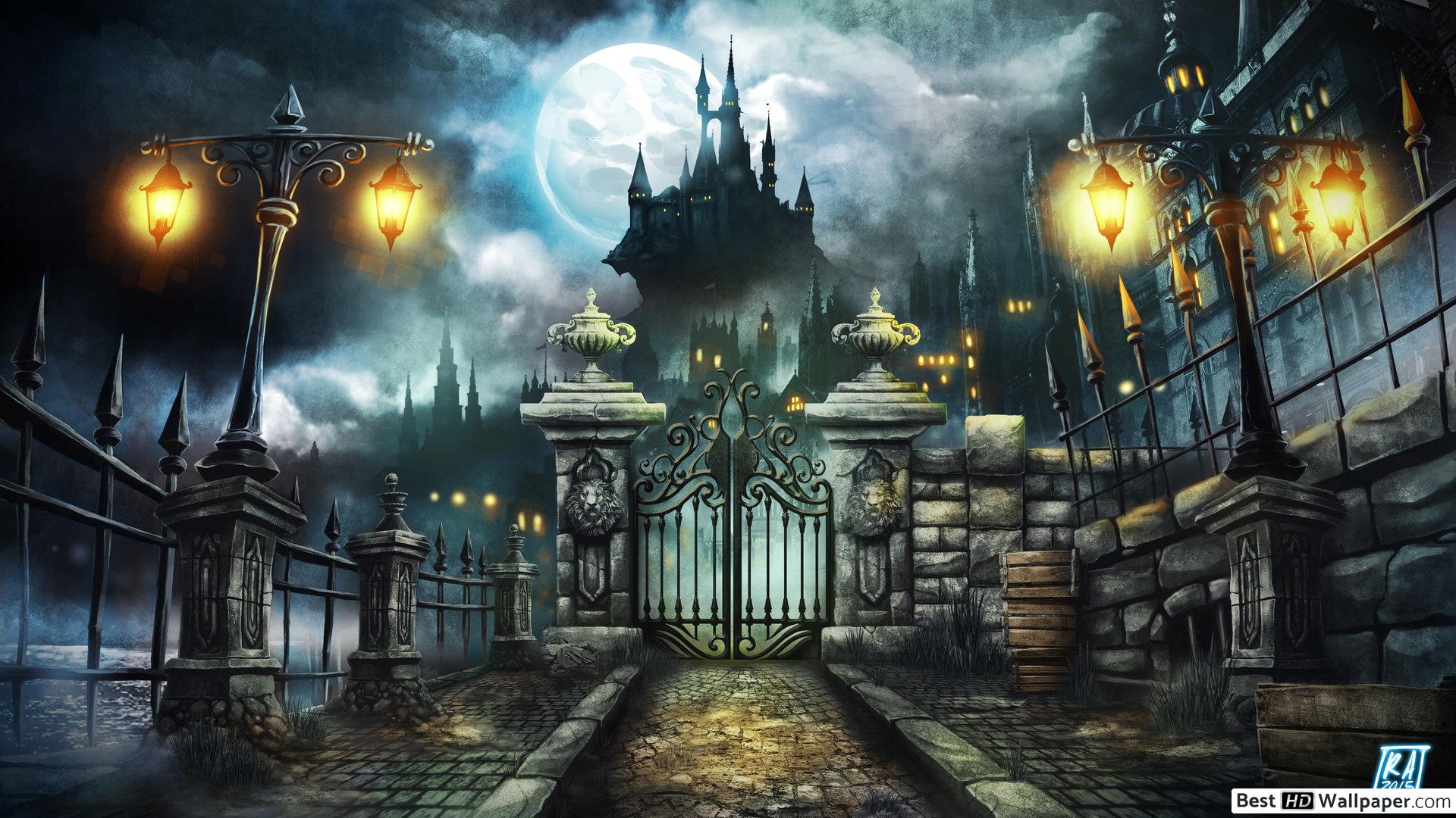 Download Huge Dark Castle Wallpaper - Halloween Castle , HD Wallpaper & Backgrounds