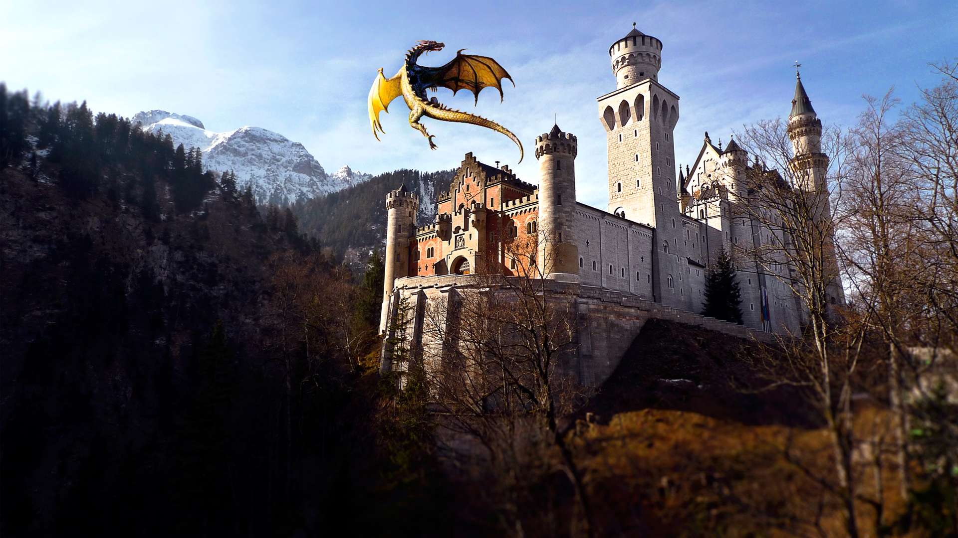 Dragon Castle - Neuschwanstein Castle , HD Wallpaper & Backgrounds
