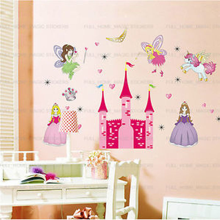 Image Is Loading X Large Pink Fairy Princess Castle - Princess Castle Wall Stickers , HD Wallpaper & Backgrounds
