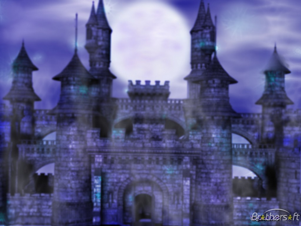 Castle Mist Sky Building Full Moon Night Misty Wallpaper - Misty Castle At Night , HD Wallpaper & Backgrounds