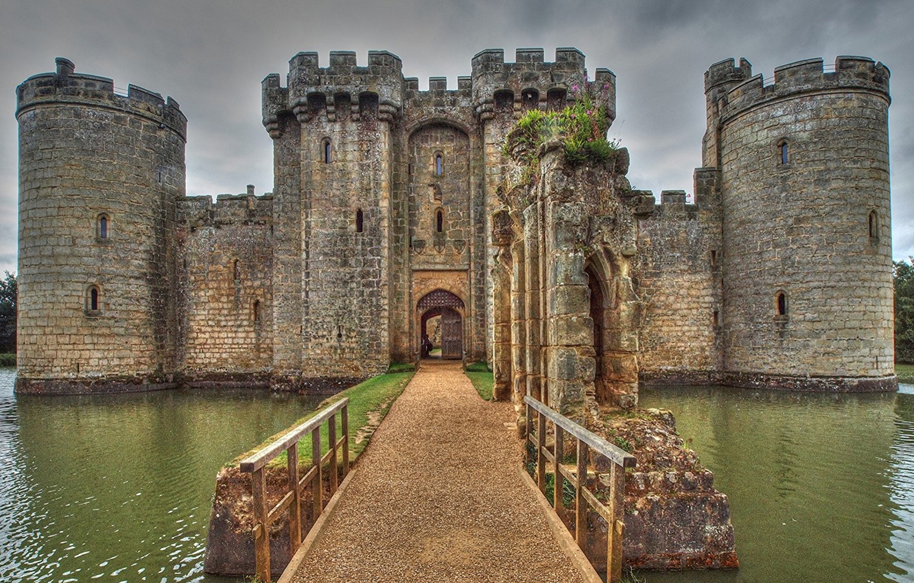 Photo Wallpaper Stone, Bridge, Water, Castle, Medieval, - Bodiam Castle , HD Wallpaper & Backgrounds