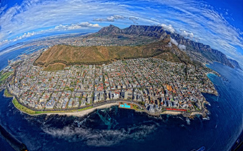 Cape Town South Africa Buildings Mountains Aerial Coast - Cape Town South Africa , HD Wallpaper & Backgrounds