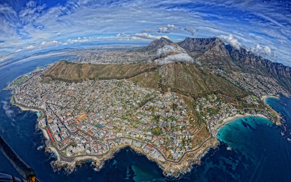 Cape Town South Africa Buildings Mountains Aerial Coast - Aerial View Of South Africa , HD Wallpaper & Backgrounds