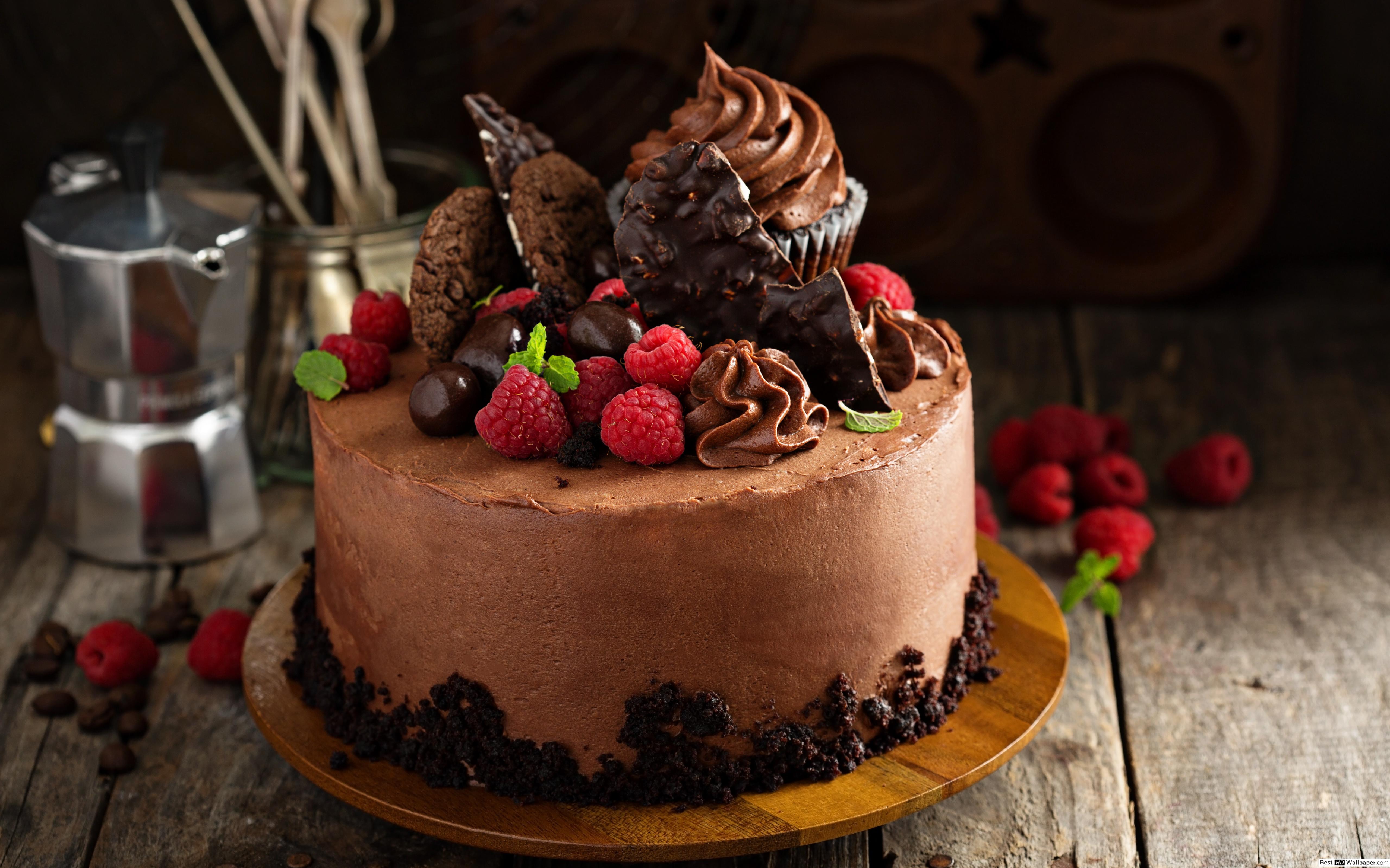 Chocolate Raspberry Cake 5k 96 - Chocolate Raspberry Cake Decoration , HD Wallpaper & Backgrounds