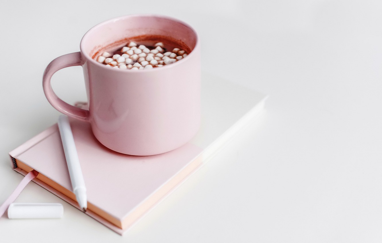 Photo Wallpaper Mug, Cup, Hot, Chocolate, Cocoa, Marshmallow, - Cup , HD Wallpaper & Backgrounds