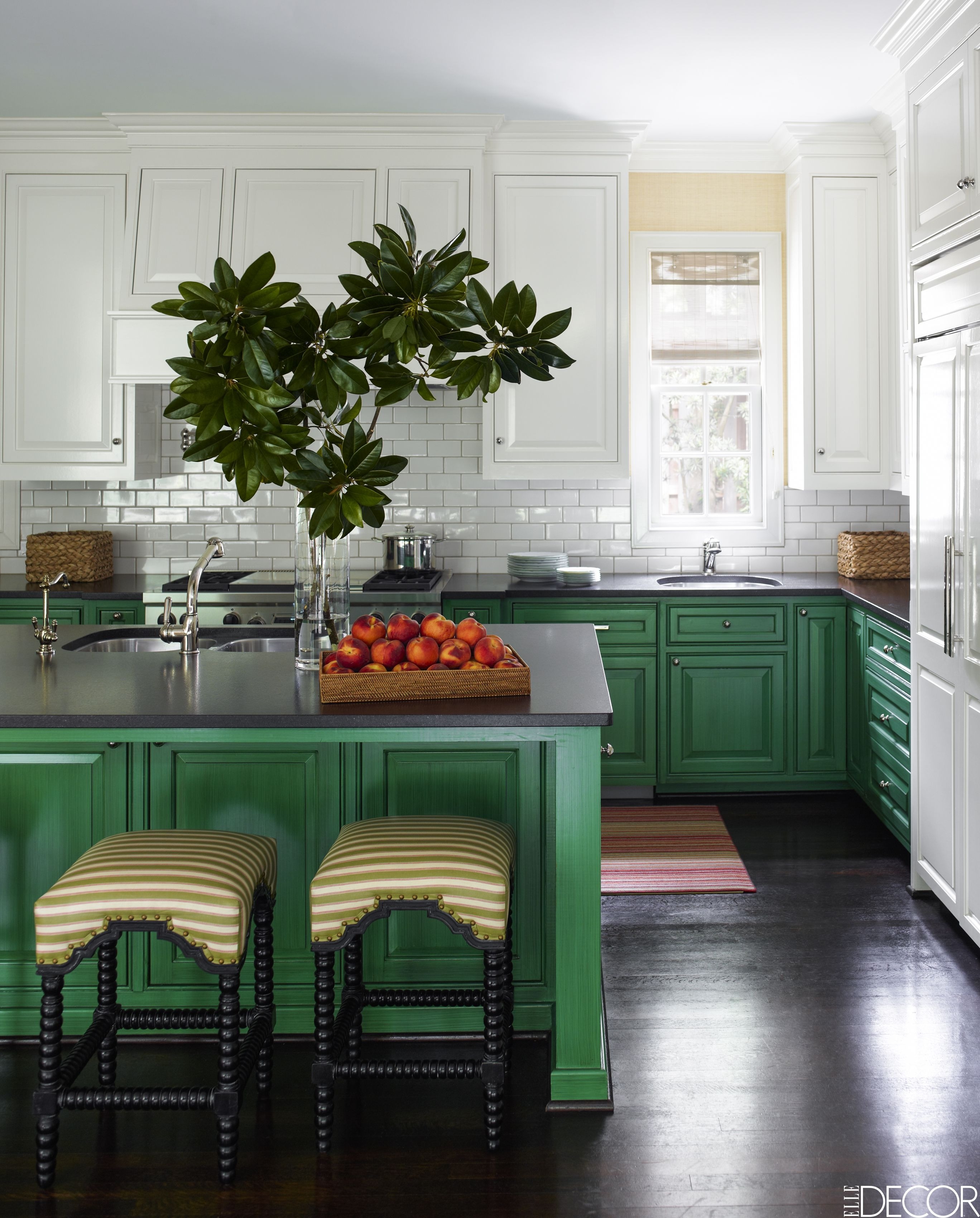 This Cottage Galley Open Up With Skylight 20 Green - Green And White Cabinets , HD Wallpaper & Backgrounds