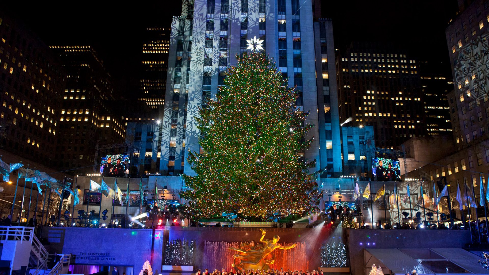 Rockefeller Center New York Christmas Tree Lighting , HD Wallpaper & Backgrounds