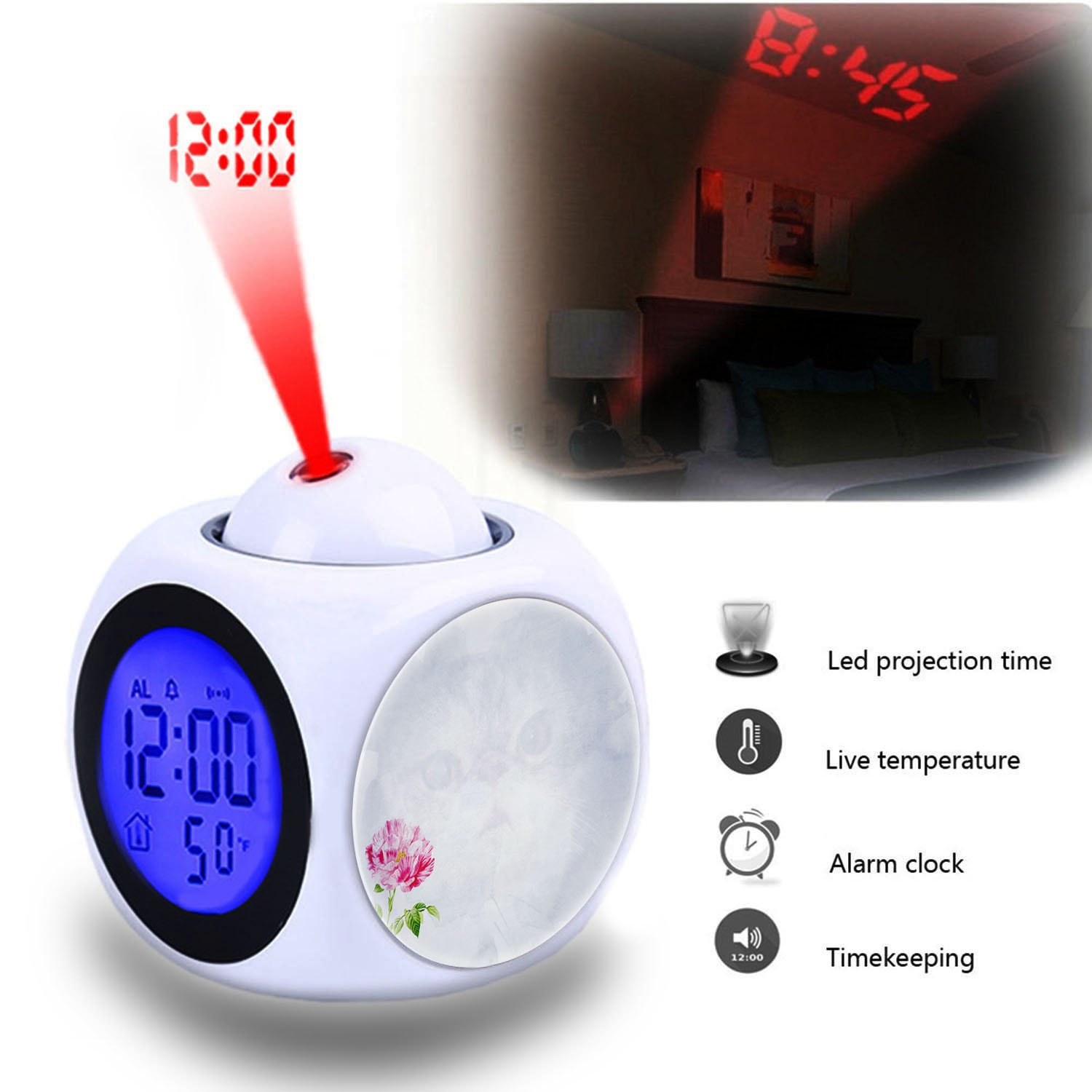 Projection Alarm Clock Wake Up Bedroom With Data And - Fantasy Alarm Clock , HD Wallpaper & Backgrounds