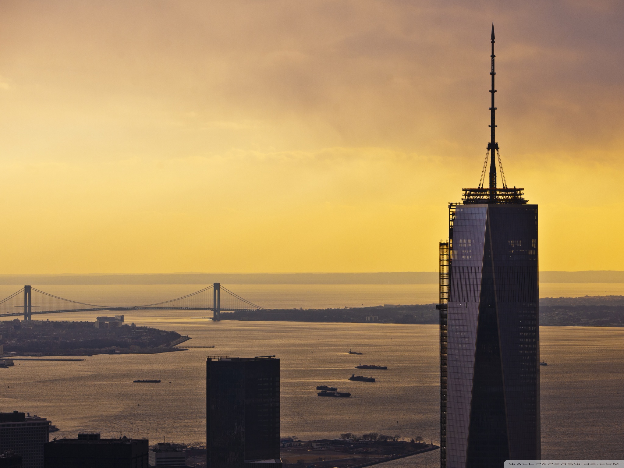 New York City Sunset Hd 4k Ultra Hd Wallpaper - One World Trade Center 4k , HD Wallpaper & Backgrounds