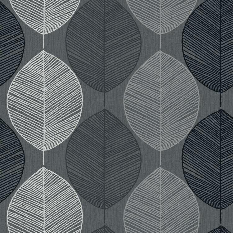 Silver Leaf Wallpaper S Black Grey Arthouse Retro Faux - Black And Silver Leaf , HD Wallpaper & Backgrounds