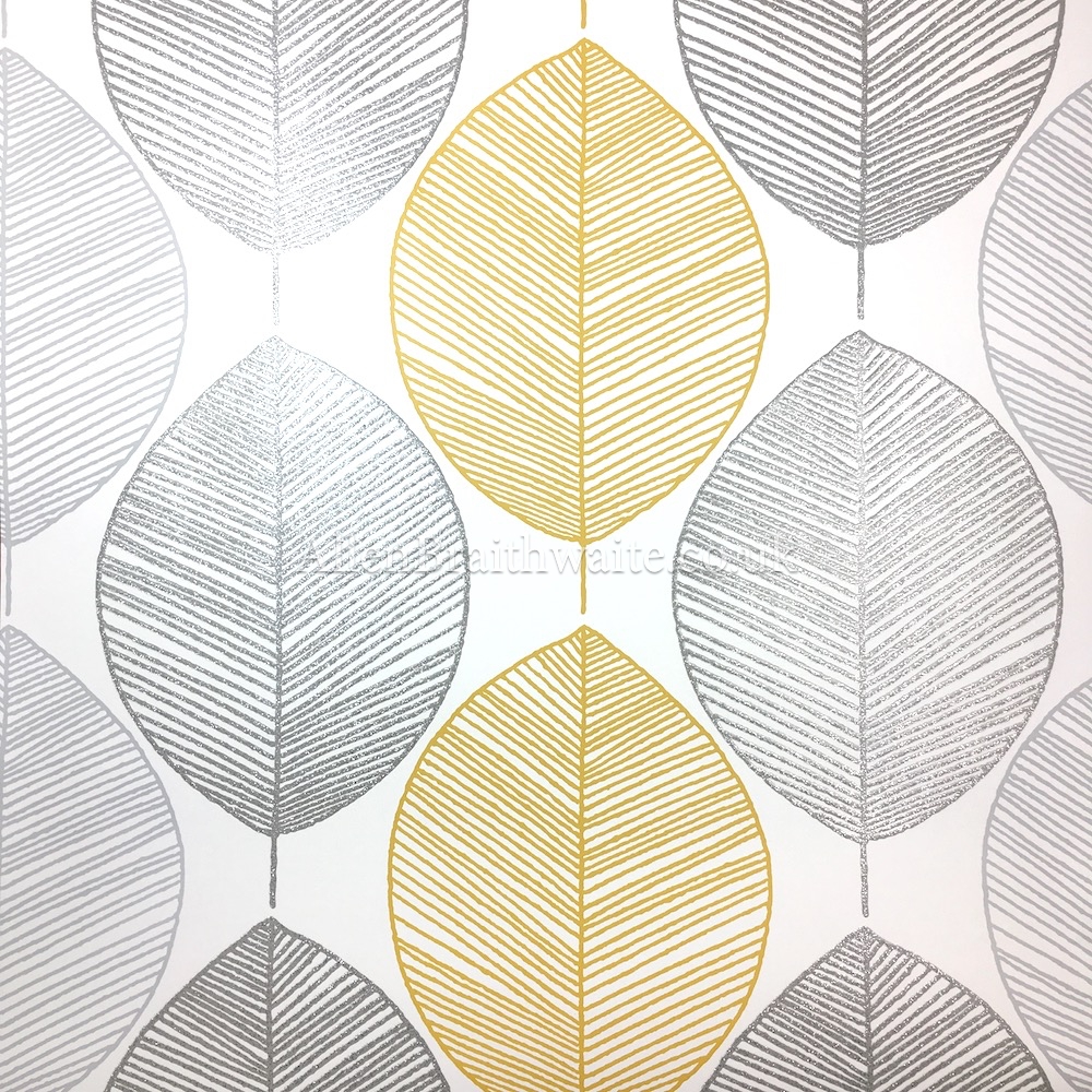 Arthouse Scandi Leaf In Yellow And Grey - Scandi Leaf Roller Blinds , HD Wallpaper & Backgrounds