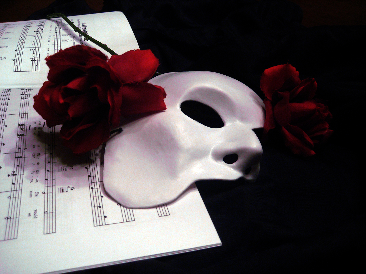 The Phantom's White Half-mask Prop That Gerard Butler - Phantom Mask And Rose , HD Wallpaper & Backgrounds