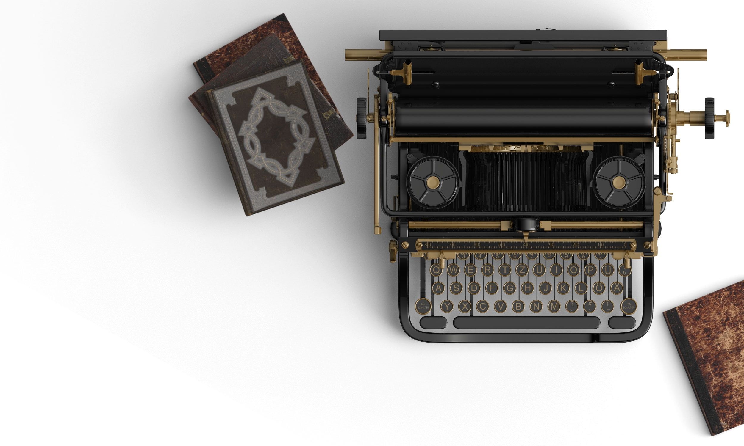 Vintage Black And Brown Typewriter Near Gray Book Hd - Full Hd Vintage Typewriter Wallpaper Hd , HD Wallpaper & Backgrounds