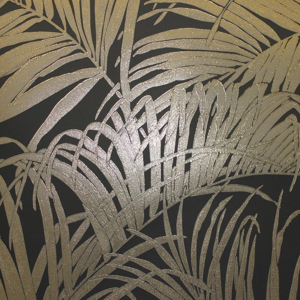 Arthouse Kiss Foil Palm Leaf Wallpaper 903202 Black - Arthouse Kiss Palm Leaf , HD Wallpaper & Backgrounds