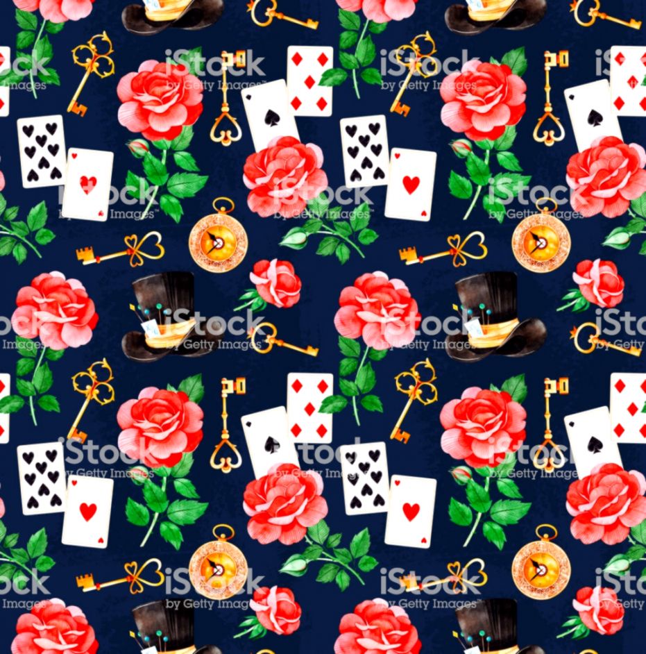 Magical Pattern With Lovely Rosesplaying Cards Hat - Lovely Roses , HD Wallpaper & Backgrounds