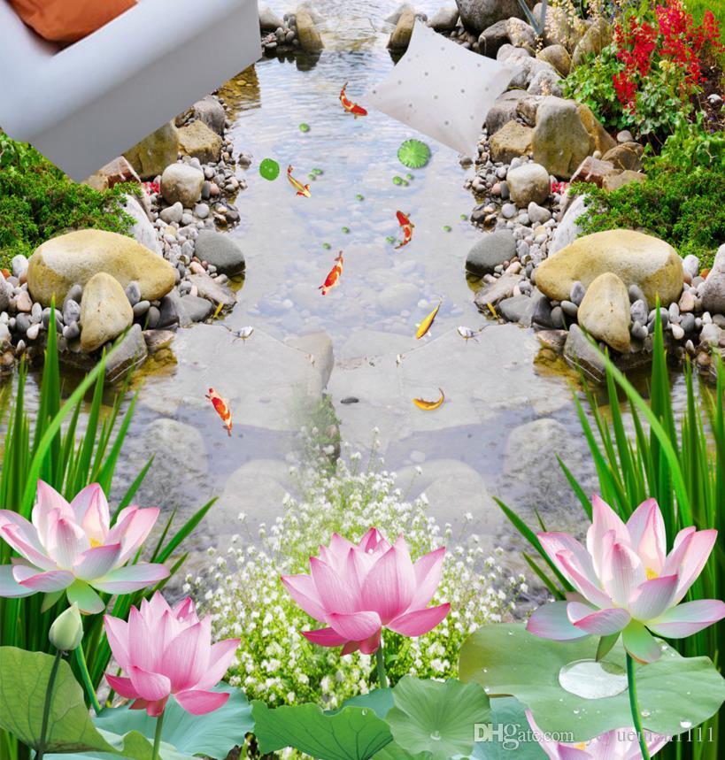 Custom 3d Photo Wallpaper Lotus 3d Flooring Murals - Lotus 3d , HD Wallpaper & Backgrounds