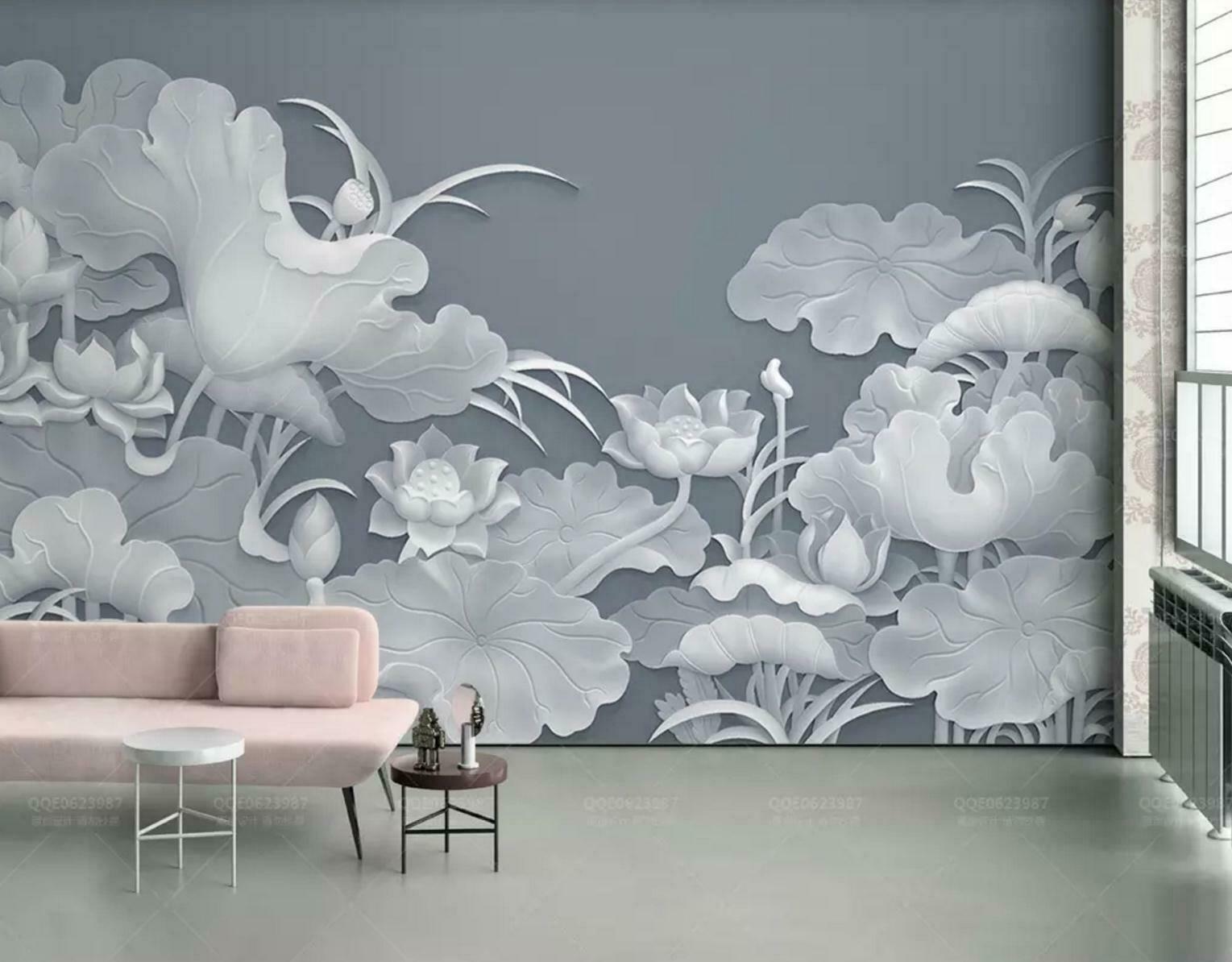 3d Elegant Lotus Self-adhesive Removable Bedroom Wallpaper - Geometric Home Decor , HD Wallpaper & Backgrounds