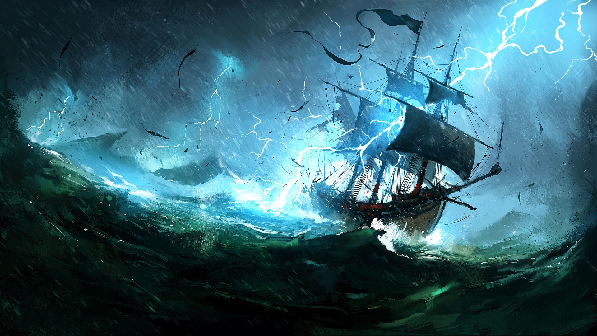 Sail Ship In Storm , HD Wallpaper & Backgrounds