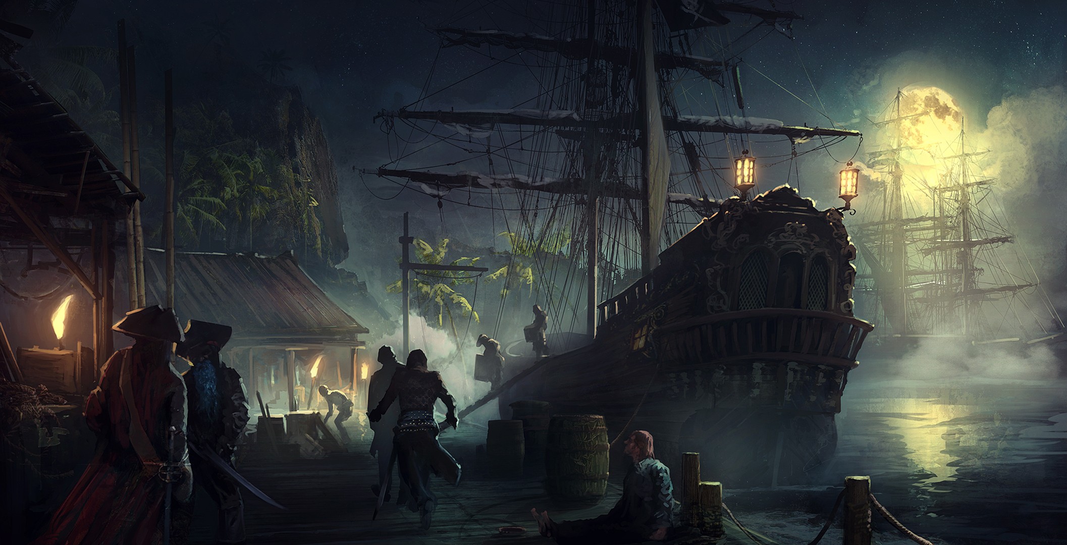 Pirates Fantasy Art Ship Wallpaper And Background - Pirate Fantasy , HD Wallpaper & Backgrounds