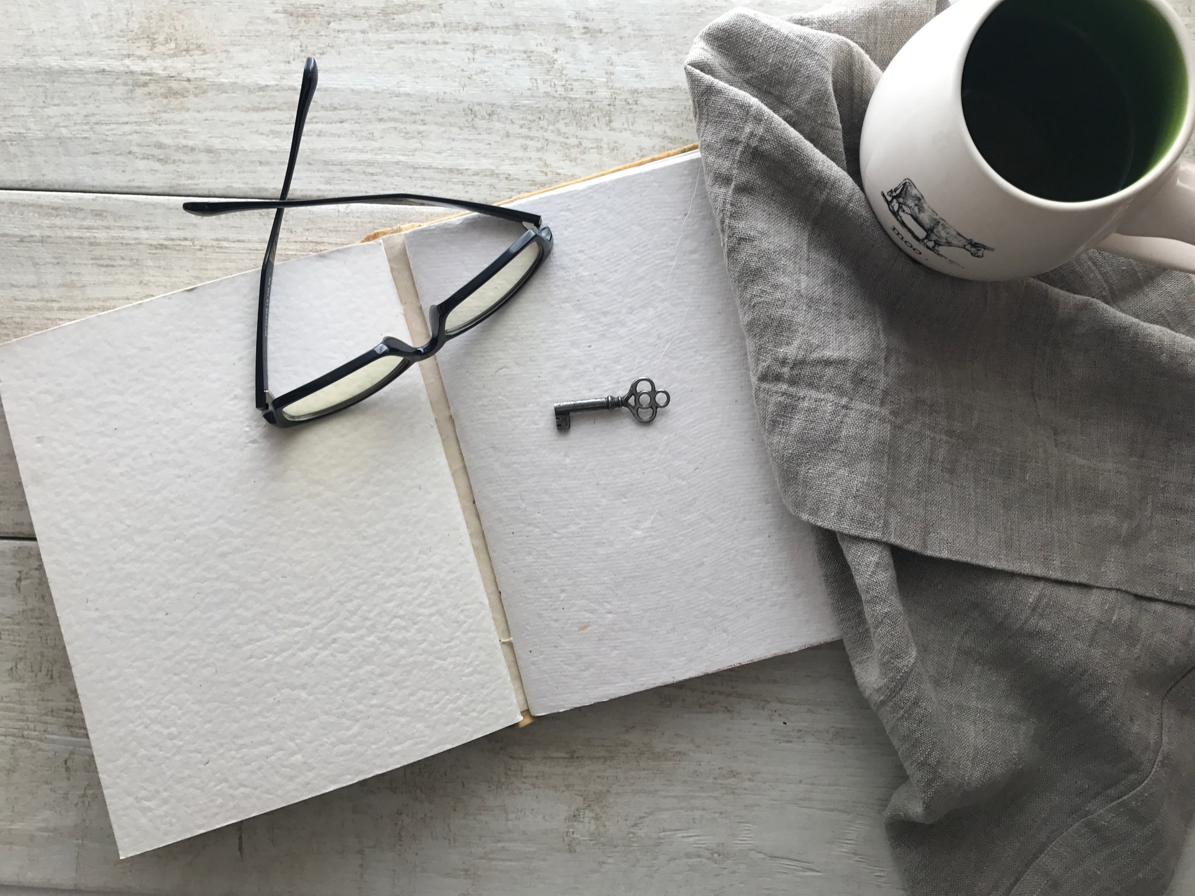 Black Framed Eyeglasses Beside Black Key And White - Coffee And Book , HD Wallpaper & Backgrounds