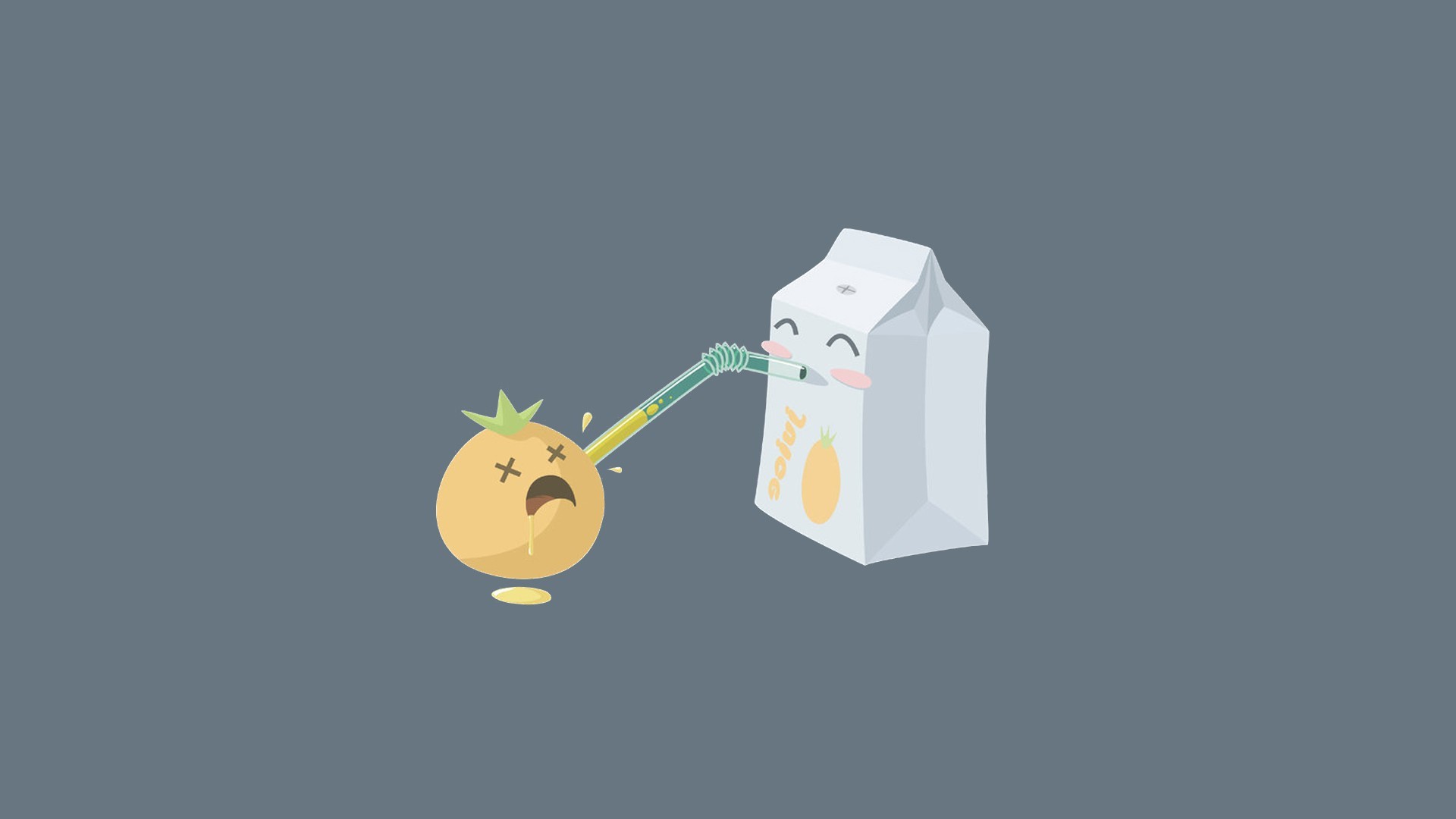 Minimalism Humor Drawing Juice Orange Fruit Simple - Background Love Blue Simple , HD Wallpaper & Backgrounds