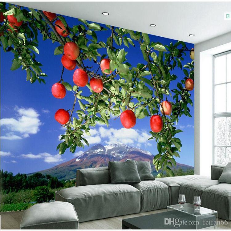3d Large Scale Mural Apple Tree Wallpaper Living Room - Apple Tree Wallpaper 3d , HD Wallpaper & Backgrounds