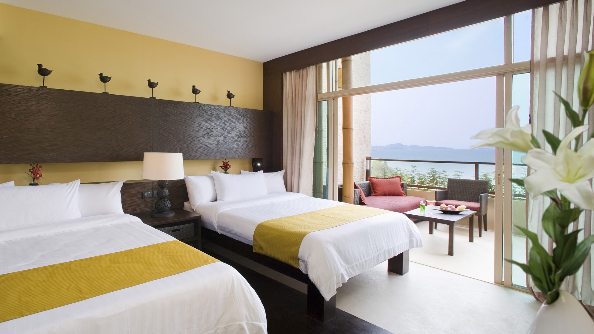 Wallpaper Hotel, Room, Bed, Stylish, Modern - Hotel Room Hd , HD Wallpaper & Backgrounds