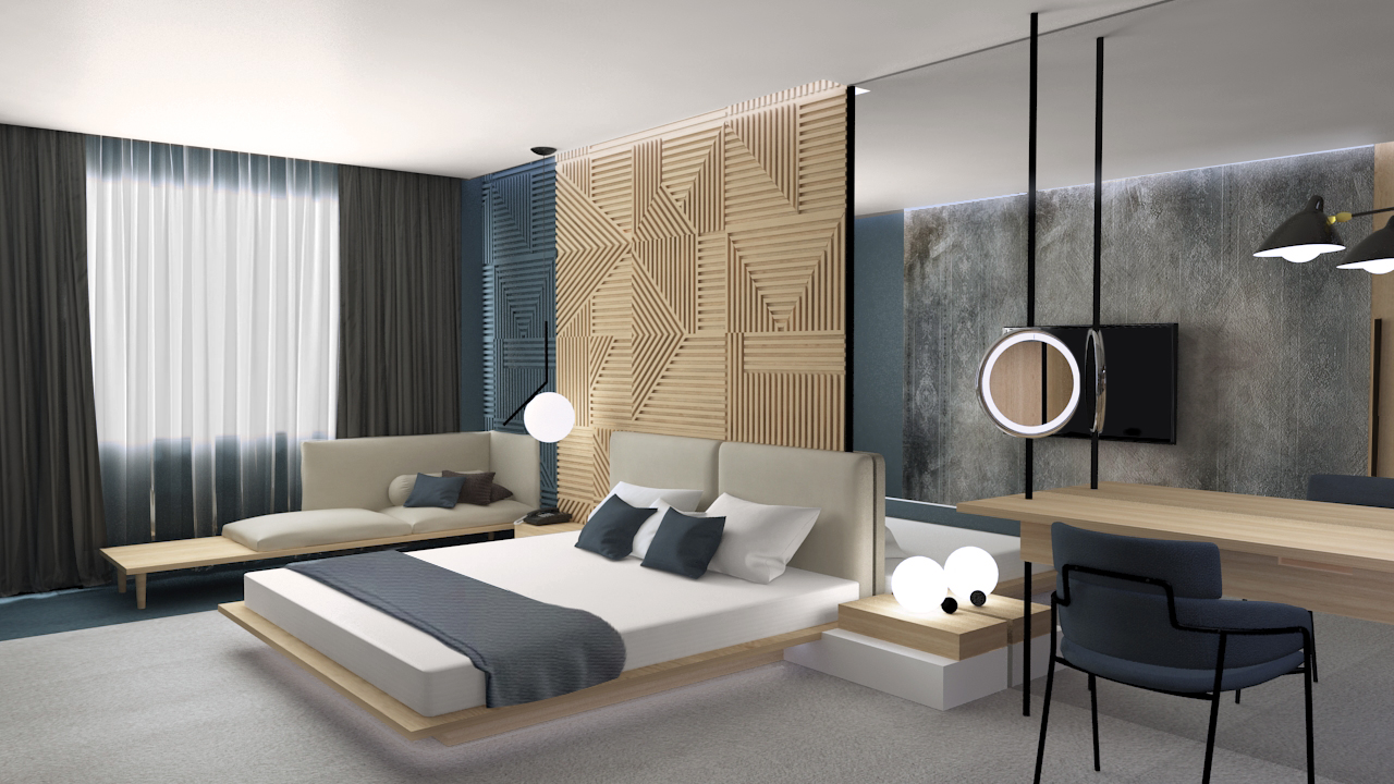 The Design Is Characterized By Natural Materials And - Lighting Design For Hotel Rooms , HD Wallpaper & Backgrounds