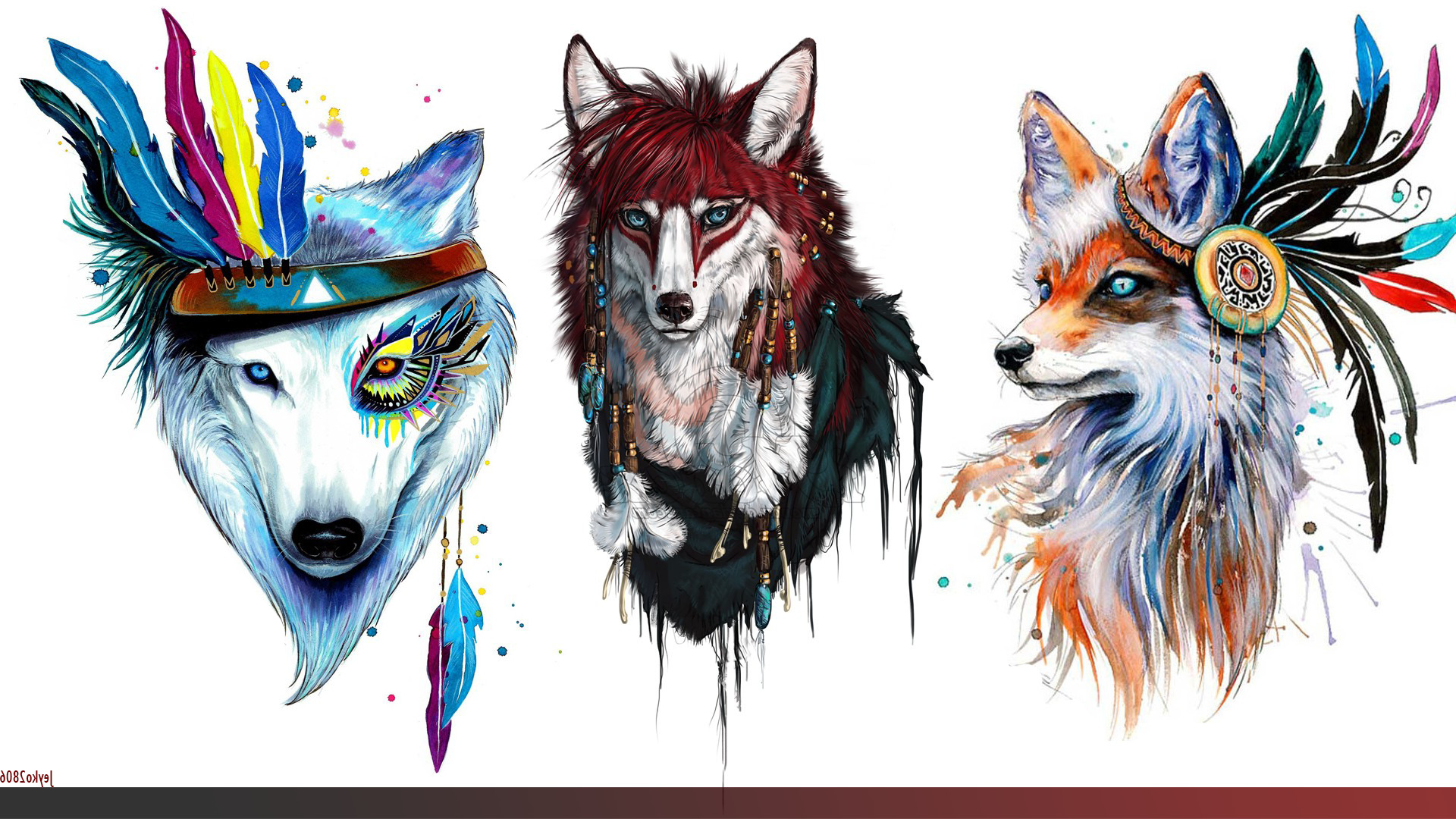Wolf Collage Animals Furry Wallpaper And Background - Fox Dream Catcher Tattoo , HD Wallpaper & Backgrounds