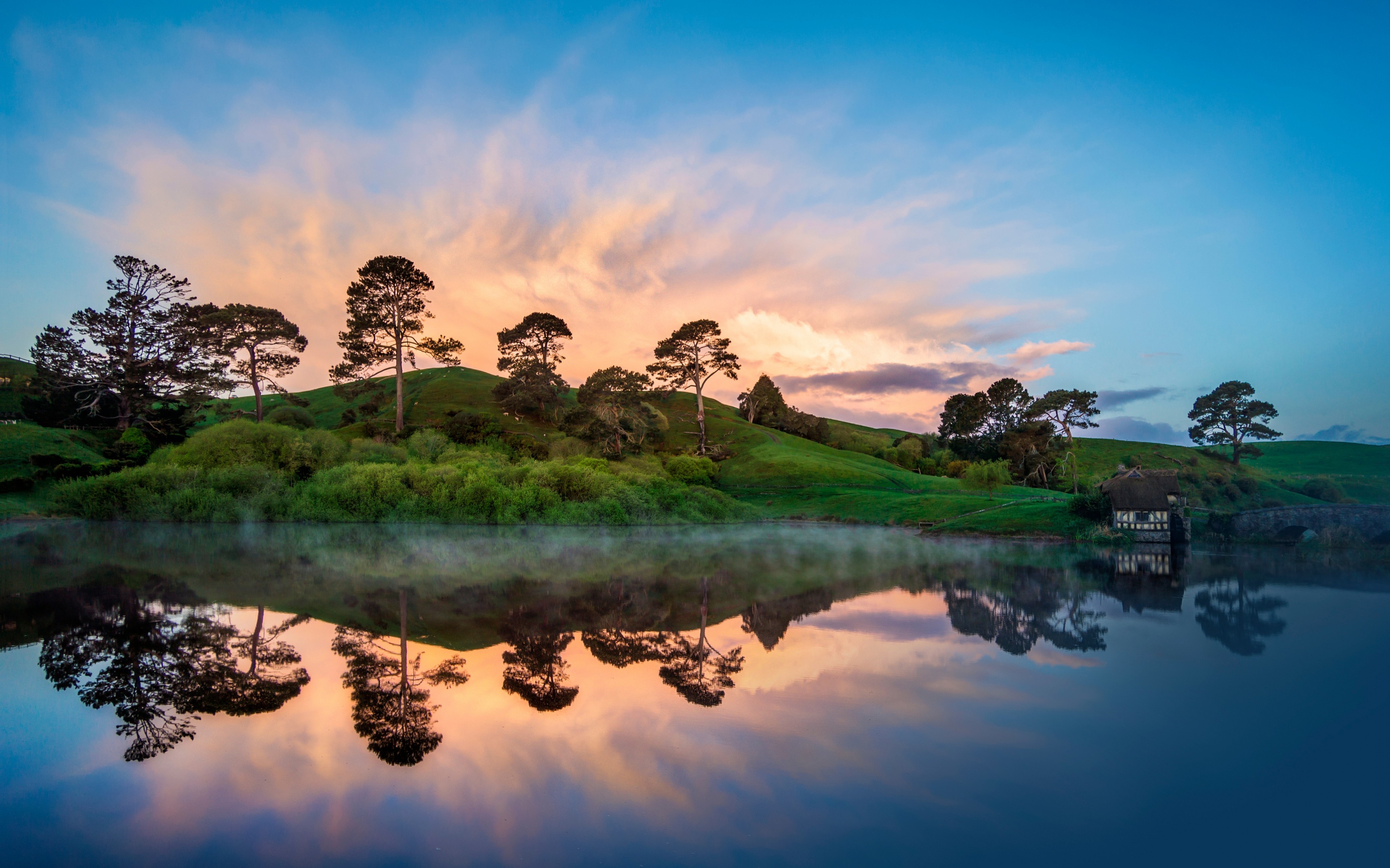 New Zealand, Landscape, Hobbiton Wallpapers Hd / Desktop - New Zealand Computer Background , HD Wallpaper & Backgrounds