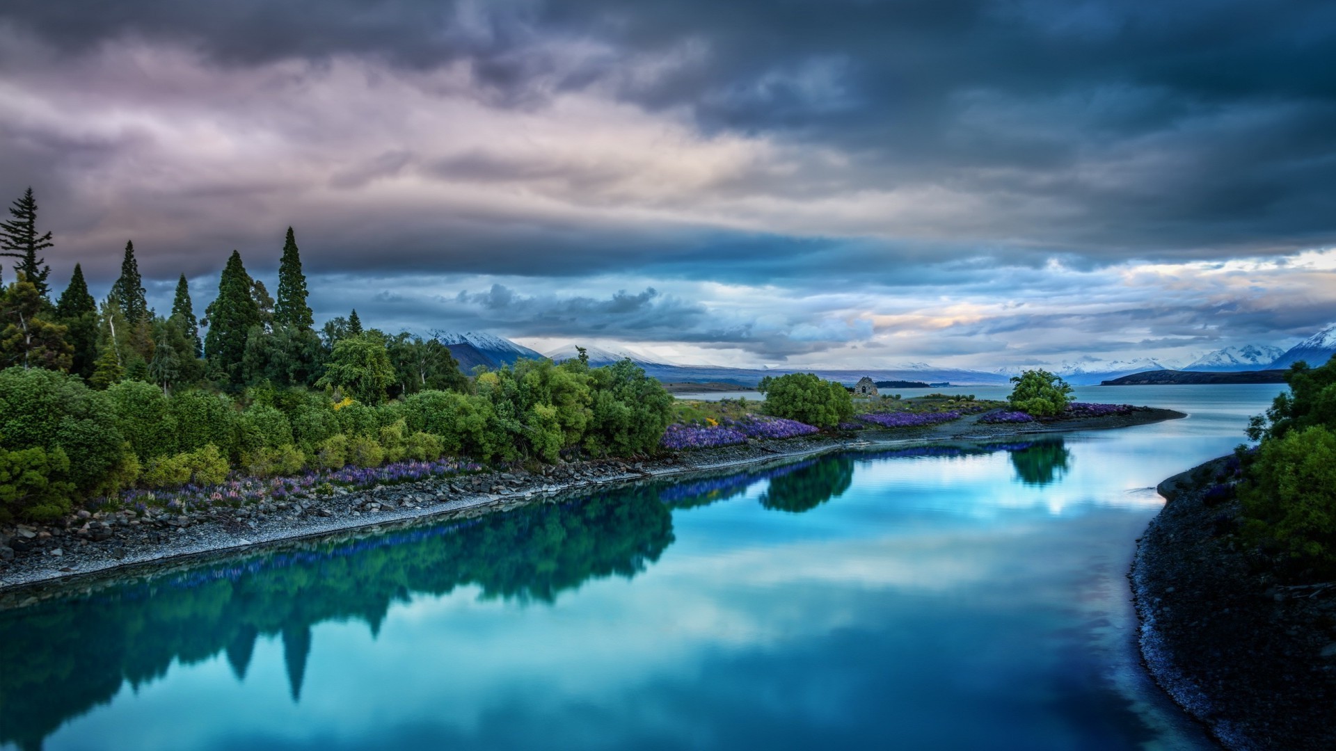 Nature, Landscape, River, Clouds, Trees, Reflections, - Calm Wallpaper River , HD Wallpaper & Backgrounds