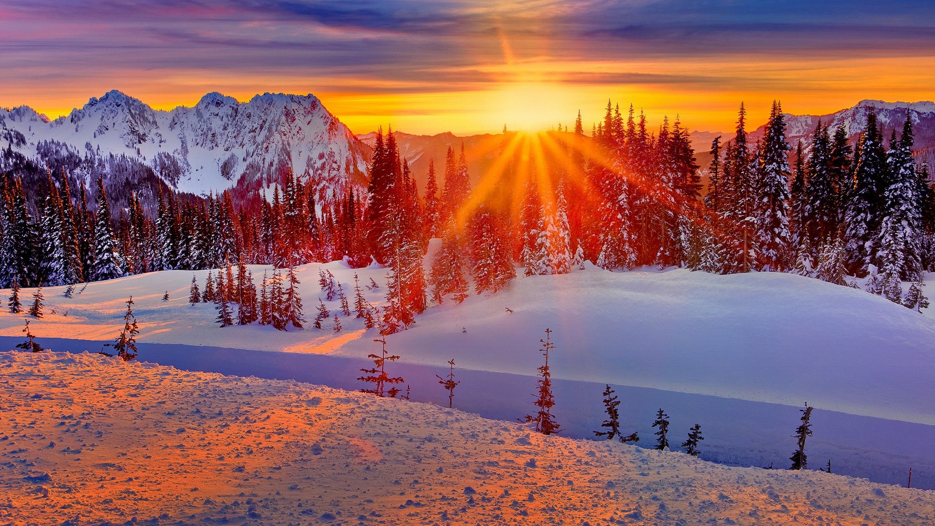 Winter Sunset Wallpaper Hd , HD Wallpaper & Backgrounds