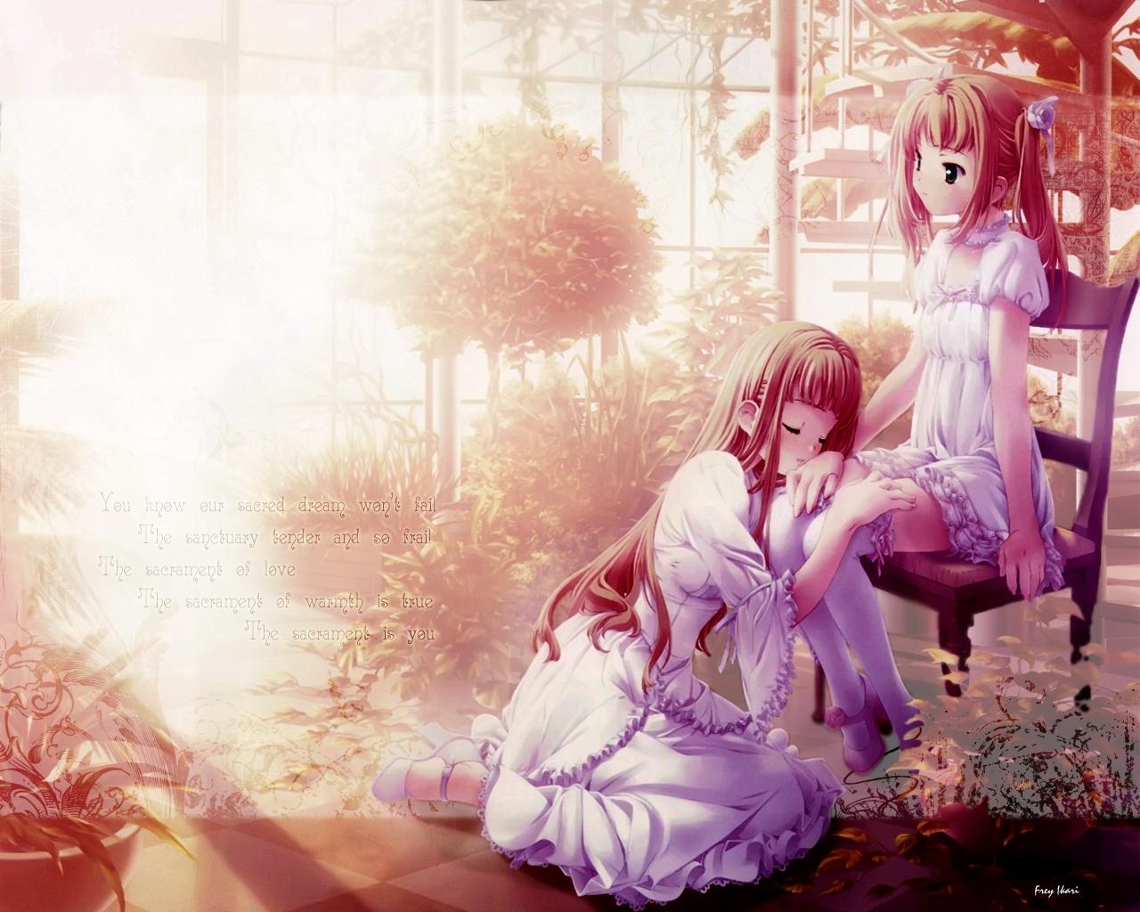 Yuri Anime Wallpaper - Yuri Anime Girls Sweet , HD Wallpaper & Backgrounds