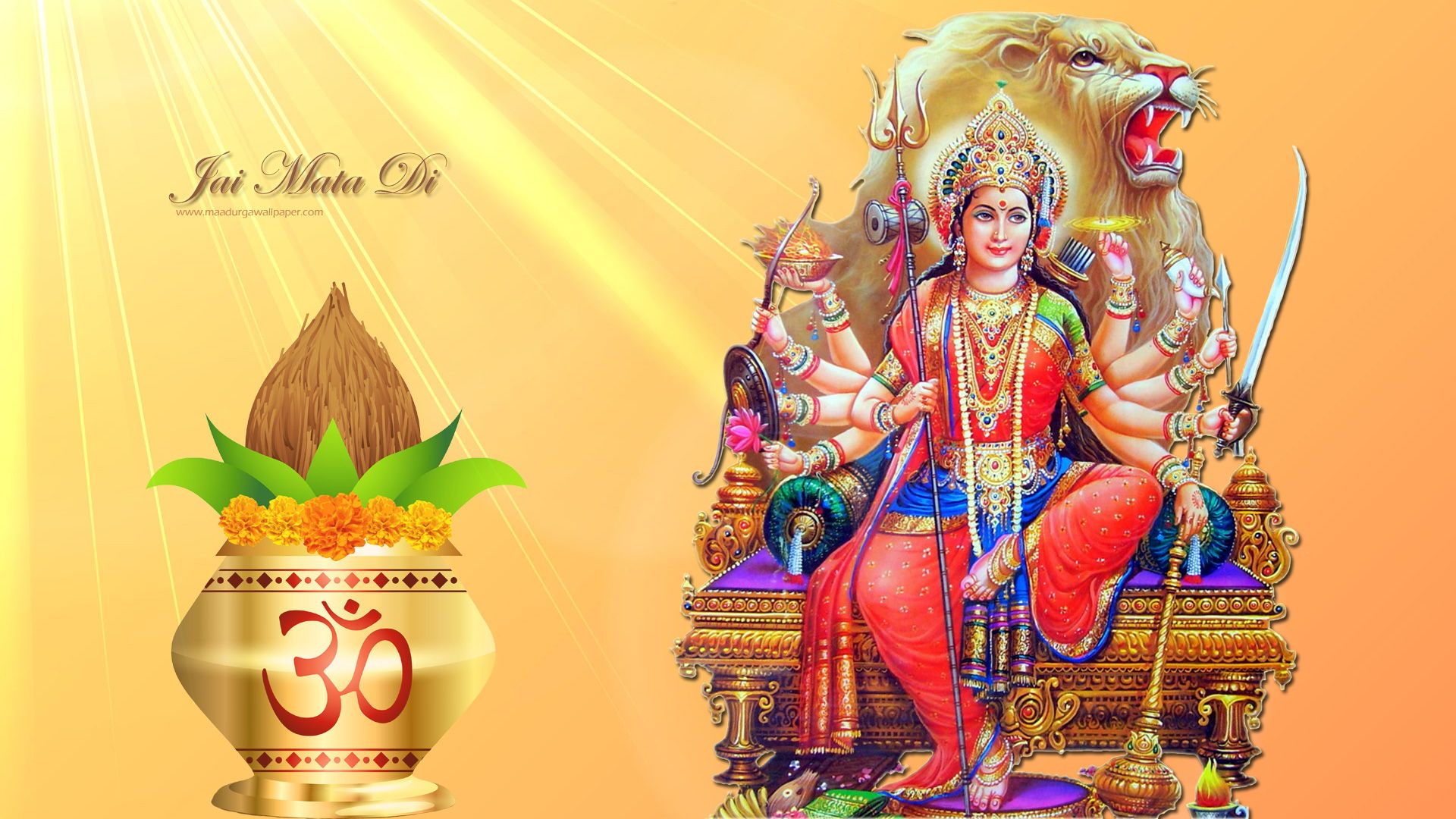 Durga Puja Navratri Wallpaper Hd Images Free Download - Kalash Vector Free Download , HD Wallpaper & Backgrounds